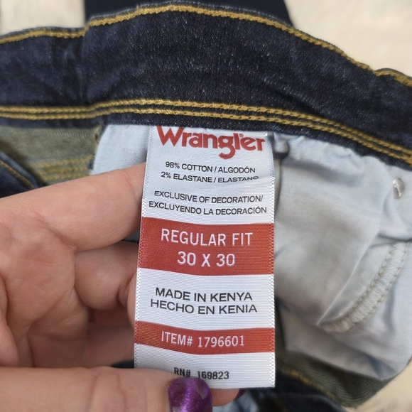 Wrangler Men's Dark Blue Regular Fit Straight Leg Denim Jeans - Picture 8 of 8